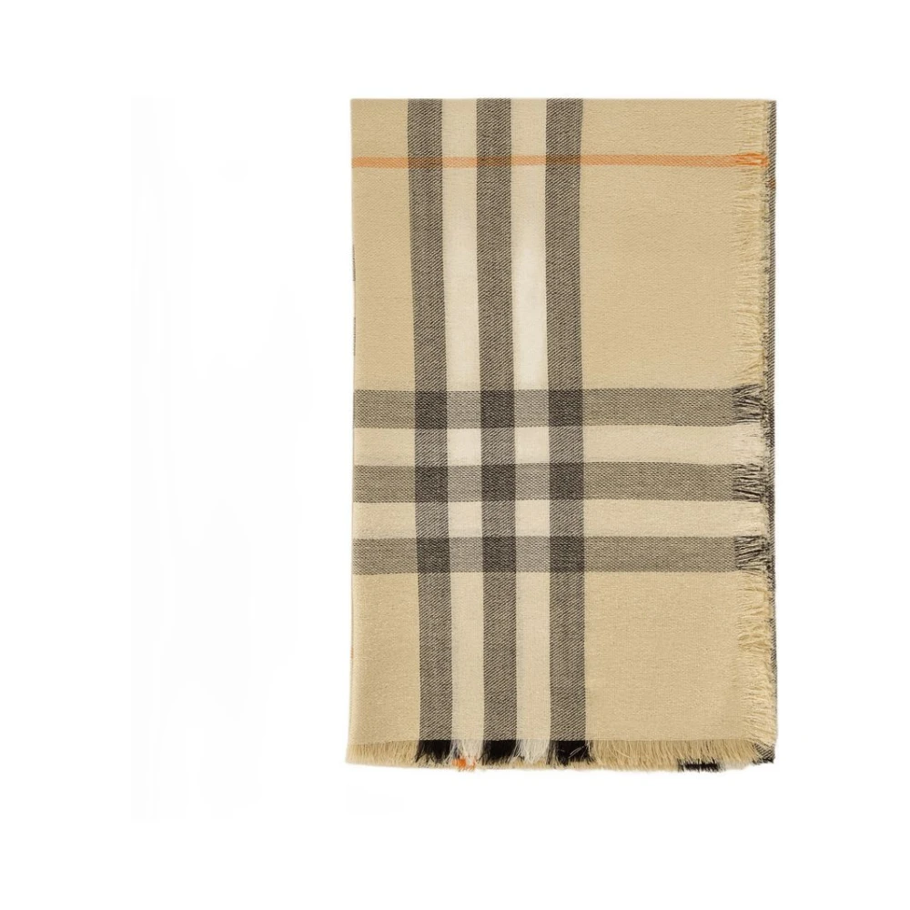 Burberry Unisex Beige Winter Scarves, One Size, Embroidered Wool-Blend Scarf