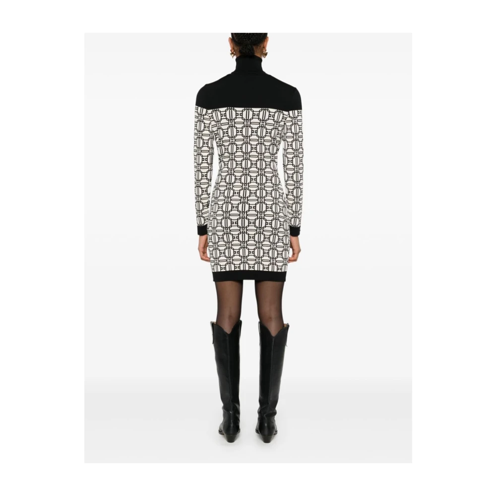 Elisabetta Franchi Jacquard Gebreide Rolnek Jurk Black Dames