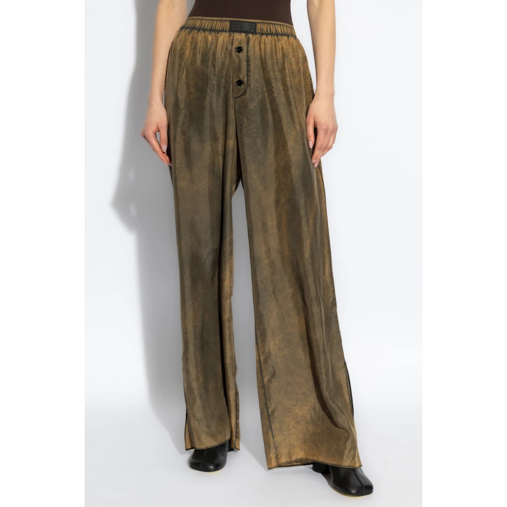 MM6 Maison Margiela Zijden wijde broek Beige Dames
