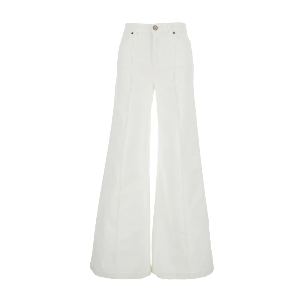 Twinset Wijde witte broek met logopatch White Dames