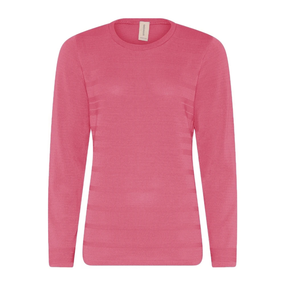 Skovhuus Structuur O-Neck Pullover Blouse Pink Dames