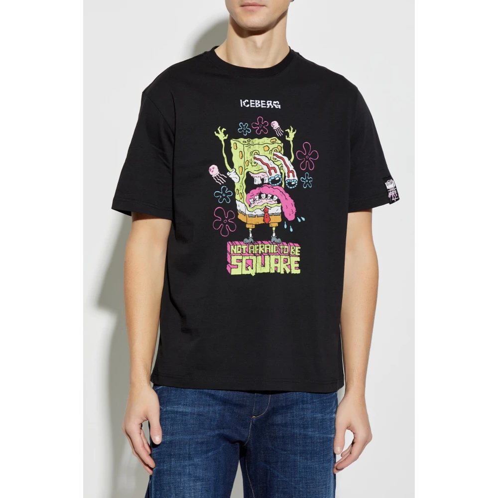 Iceberg Bedrukt T-shirt Black Heren
