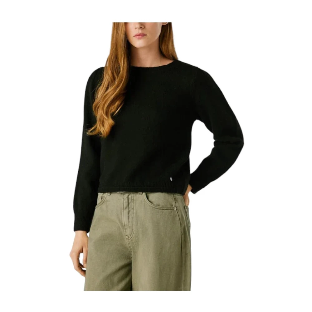 Pepe Jeans Women's Black Round-Neck Knitwear, Xs, Long Sleeve Knit Jumper