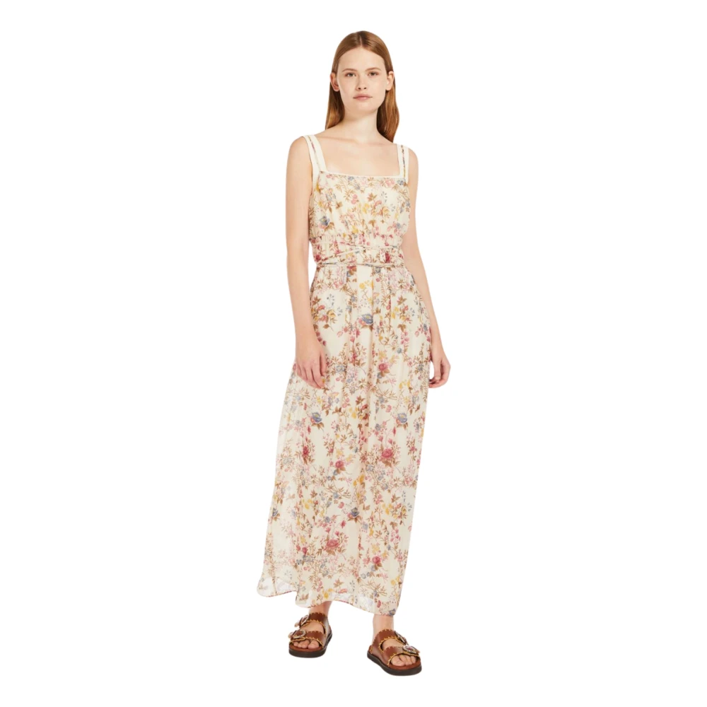 Max Mara Weekend Bedrukte Georgette Mouwloze Lange Jurk Multicolor Dames
