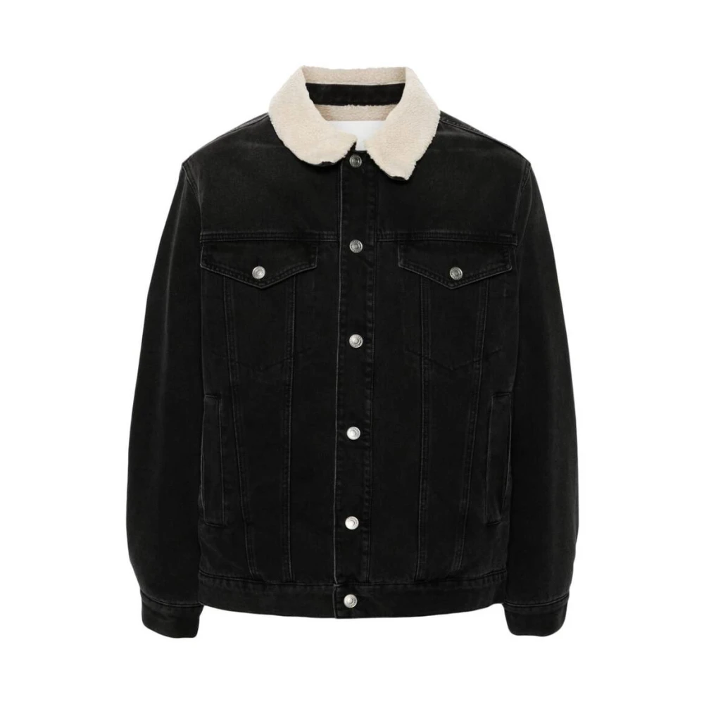Isabel marant Zwarte Denimjas met Shearling Voering Black Heren