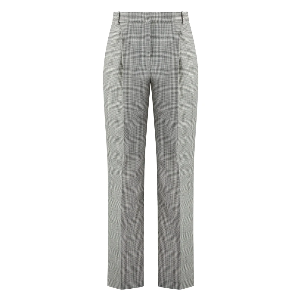 Hugo Boss Geruite Wol Katoen Broek Gray Dames