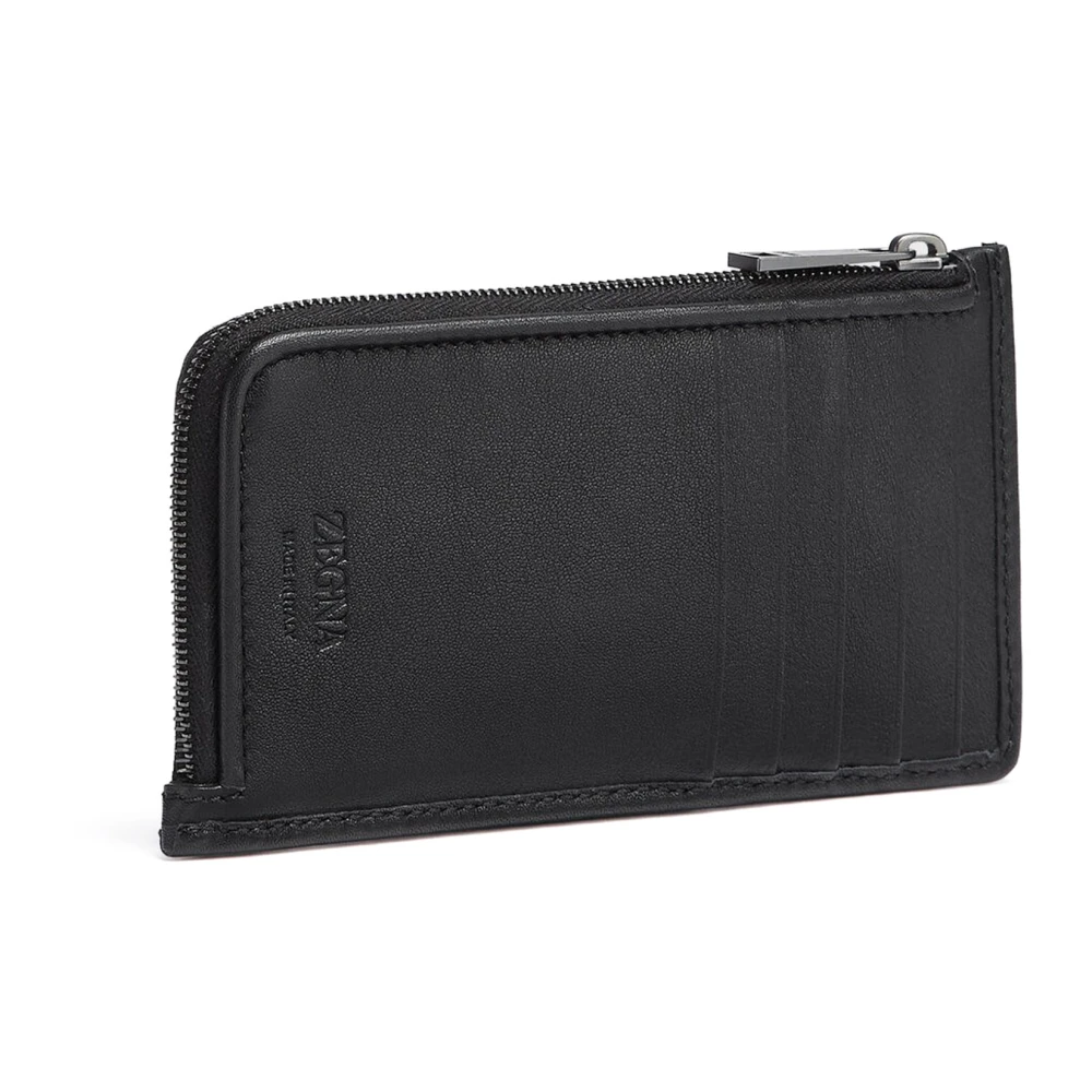 Ermenegildo Zegna Zwarte geweven leren portemonnees Black Unisex