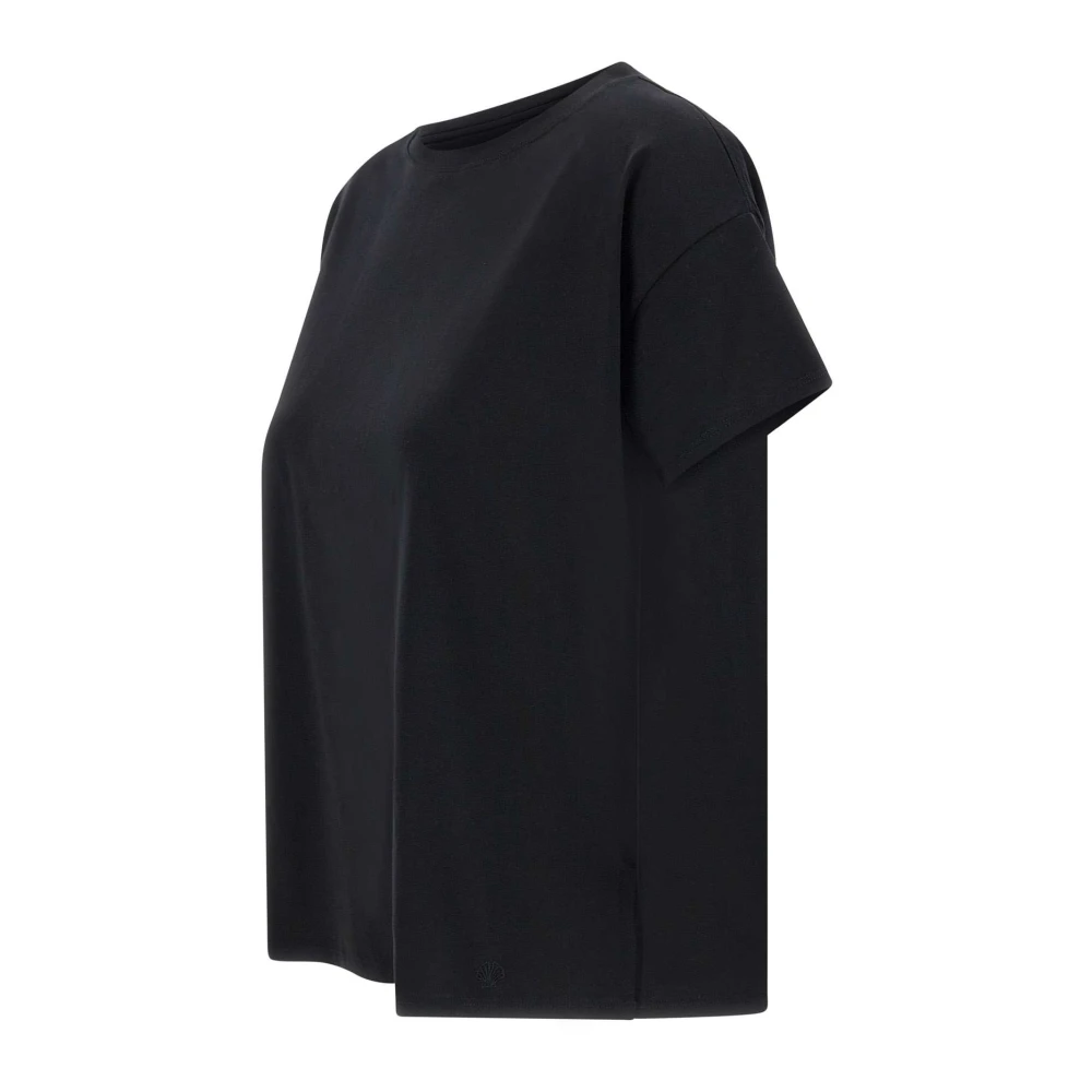 Loulou Studio Zwarte Supima-katoenen T-shirt Basiluzzo Black Dames