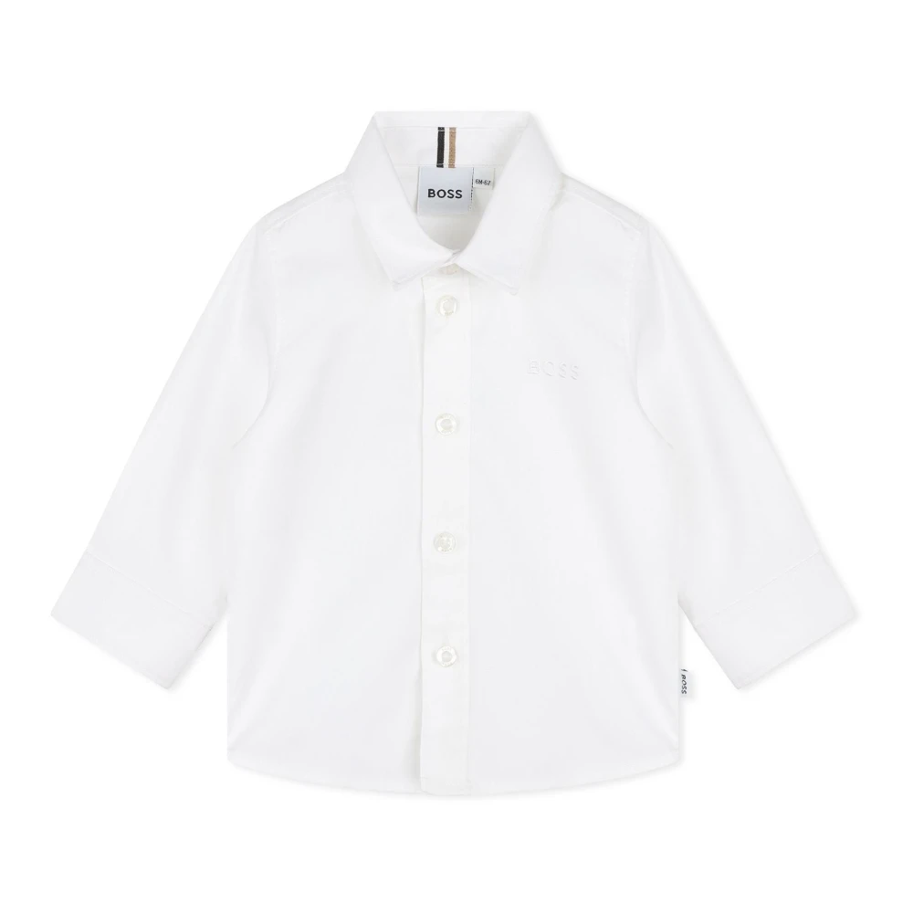 Hugo Boss Högkvalitativ Oxford-textur långärmad skjorta White, Unisex