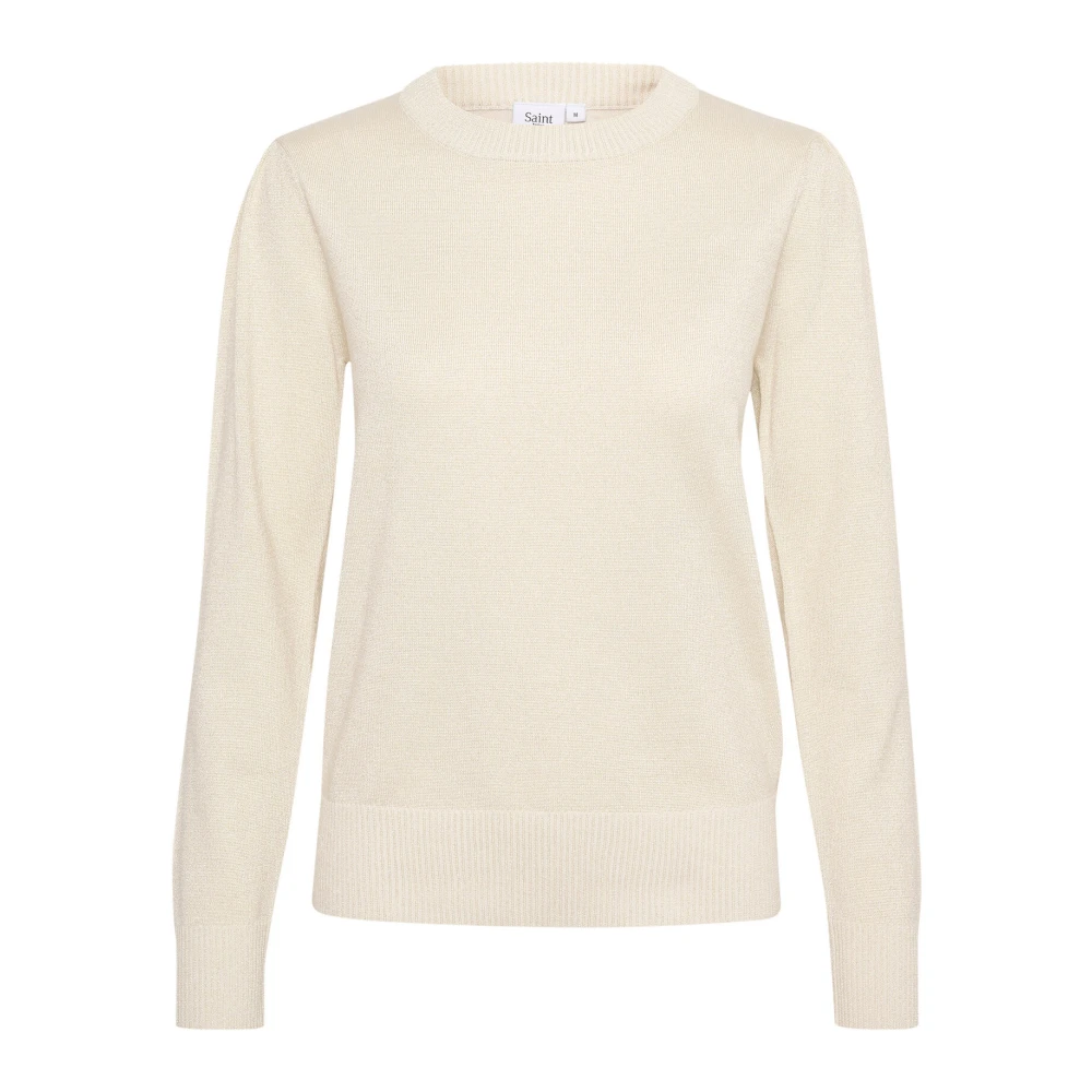 Saint Tropez Glitterende Pullover Sweater met Glitterdetails Beige Dames