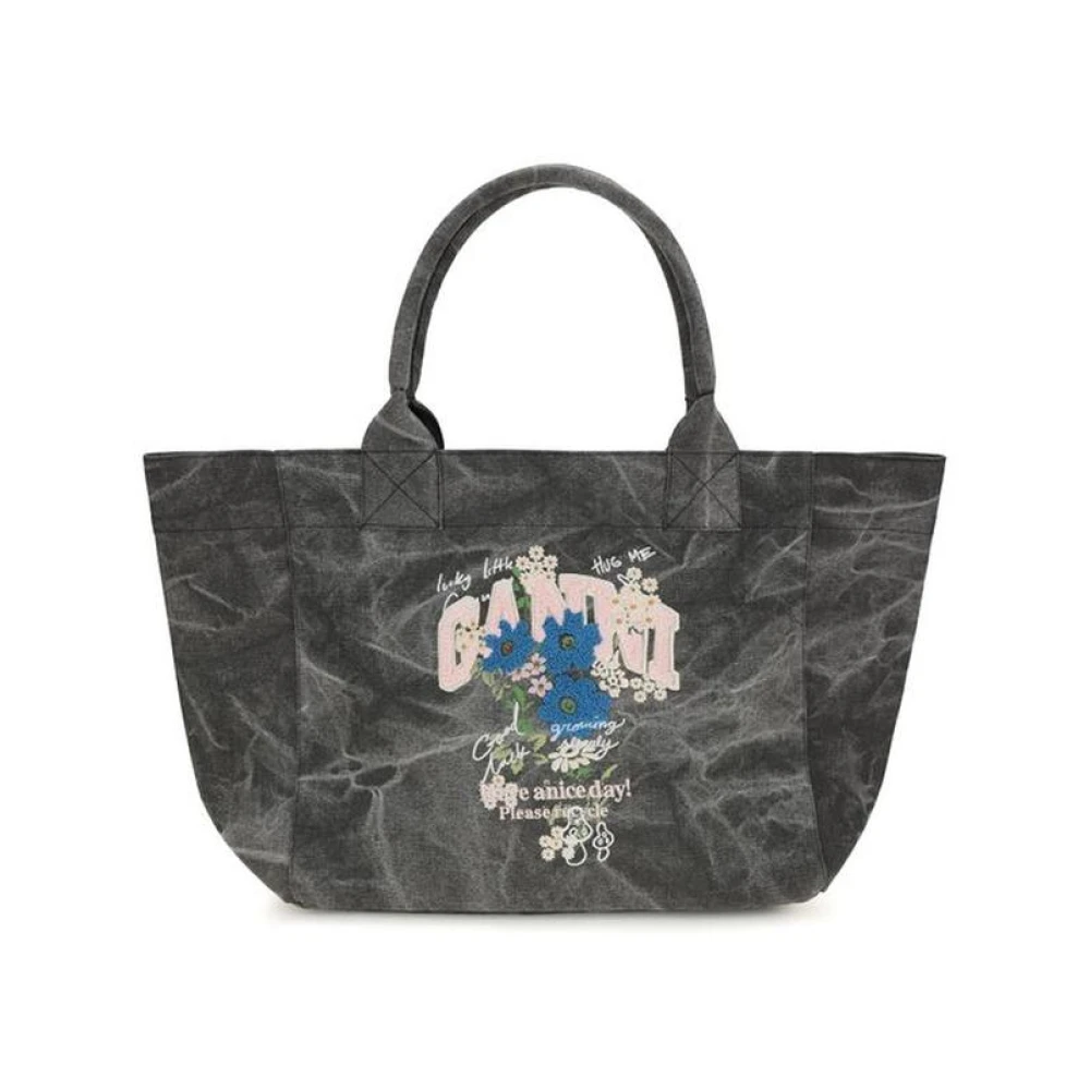 Ganni Medium Trapeze Shopping Bag - Woman Tote Bags Grey One Size - Immagine 3