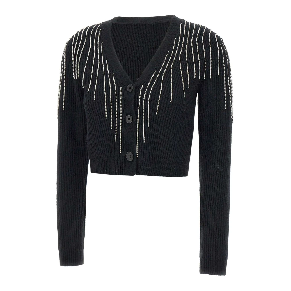 Kaos Zwarte wolmix vest met strass detail Black Dames