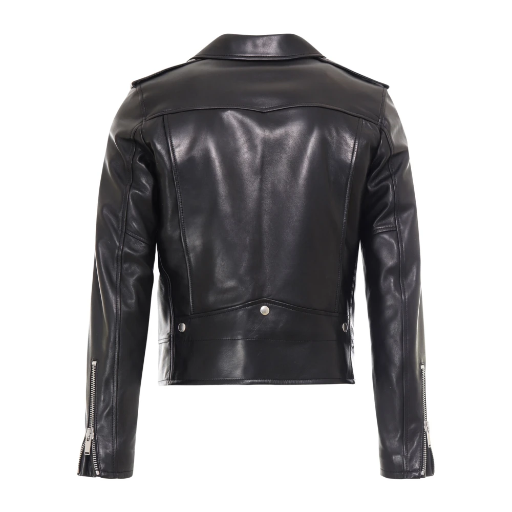 Saint Laurent Leren Asymmetrisch Ritsjack Black Heren