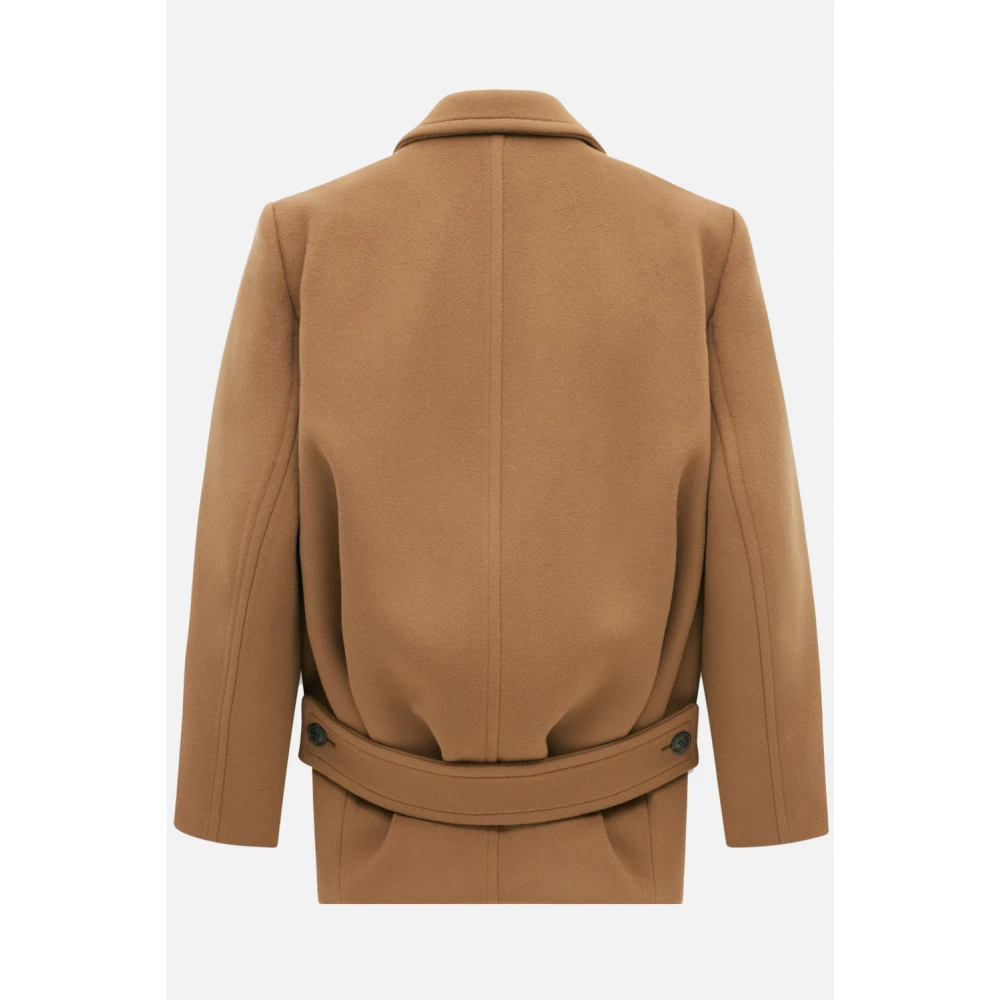 Saint Laurent Camel Wollen Korte Jas Brown Dames