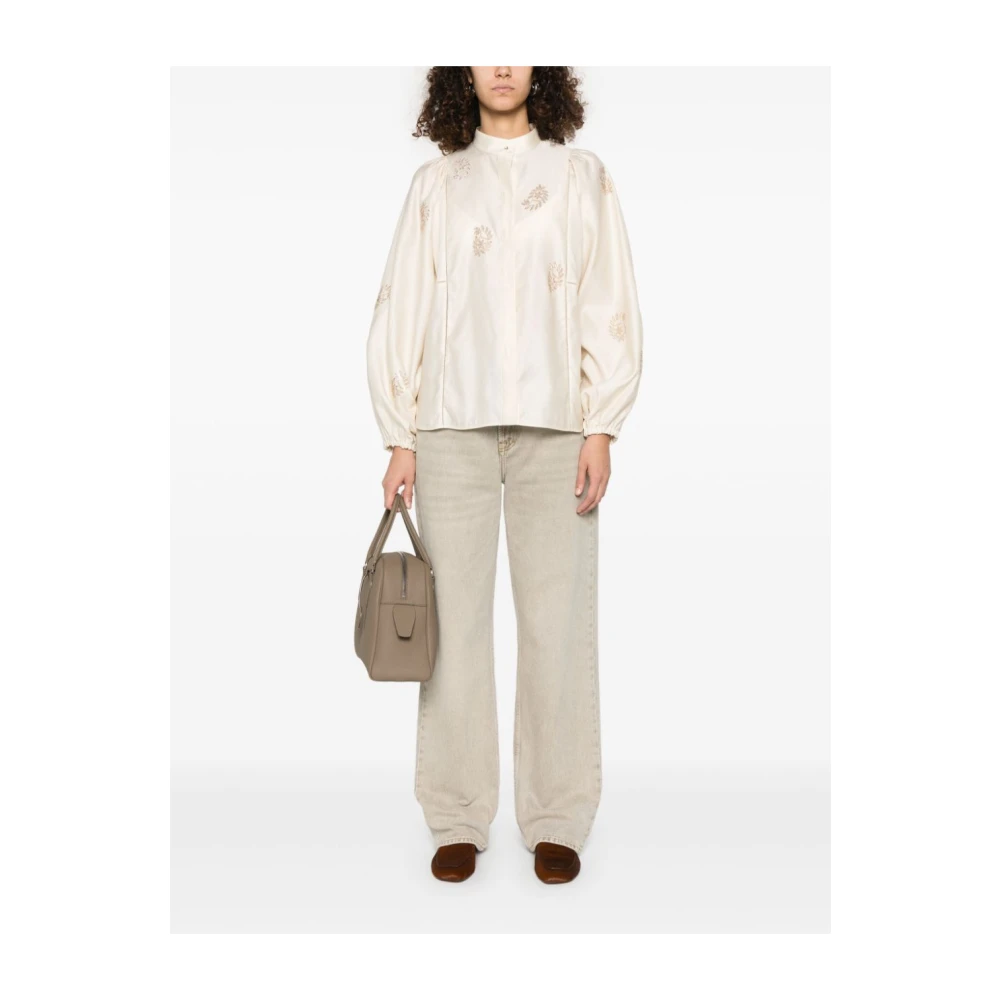Max Mara Witte Shirt met Kristalversiering White Dames