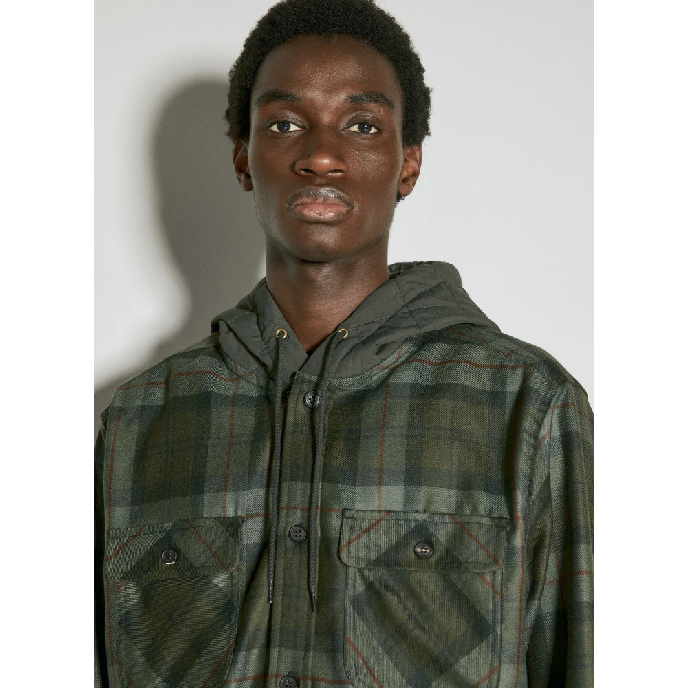 Comme des Garçons Gewatteerde Hood Flanellen Shirt Green Heren