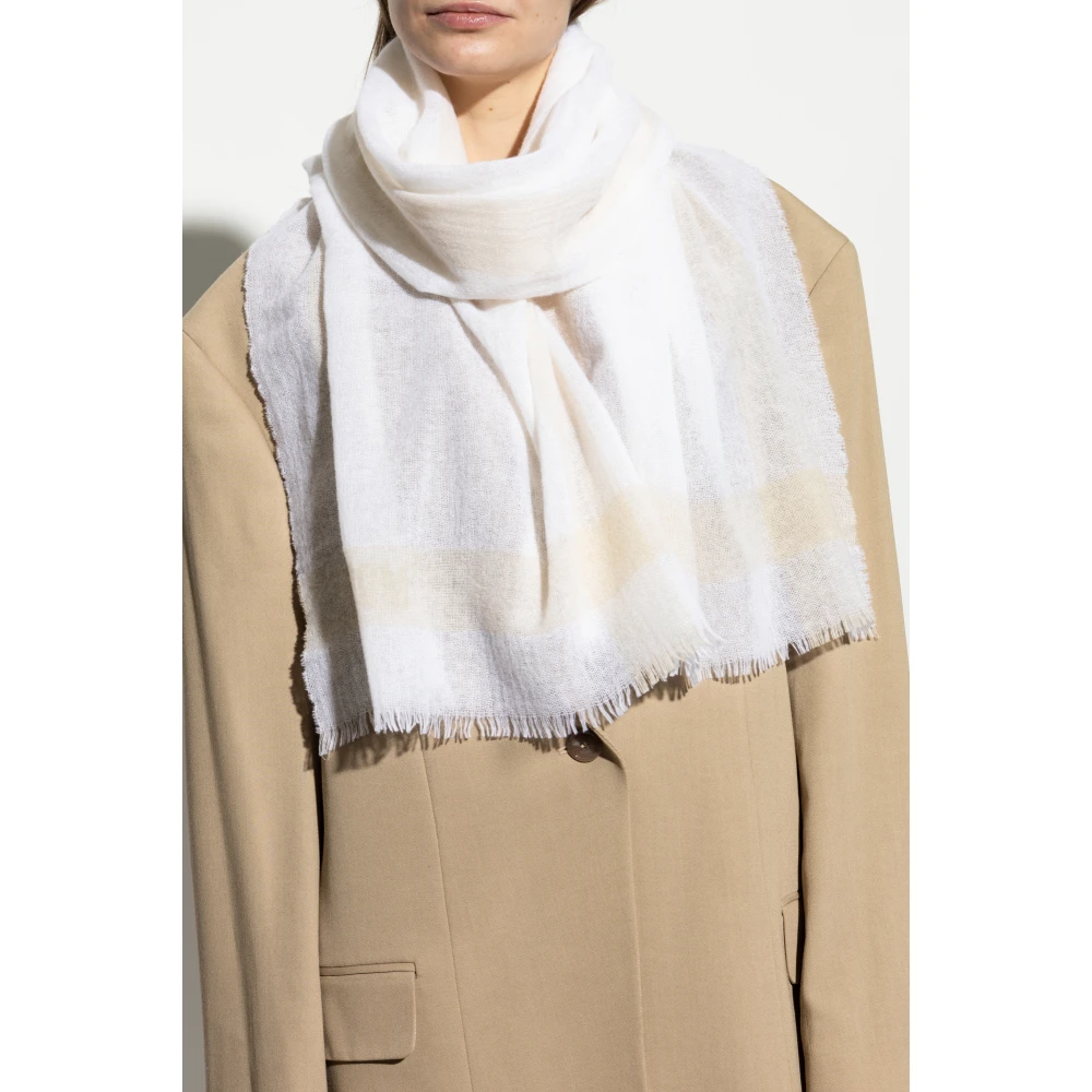 Moschino Kasjmier sjaal met logo Beige Unisex