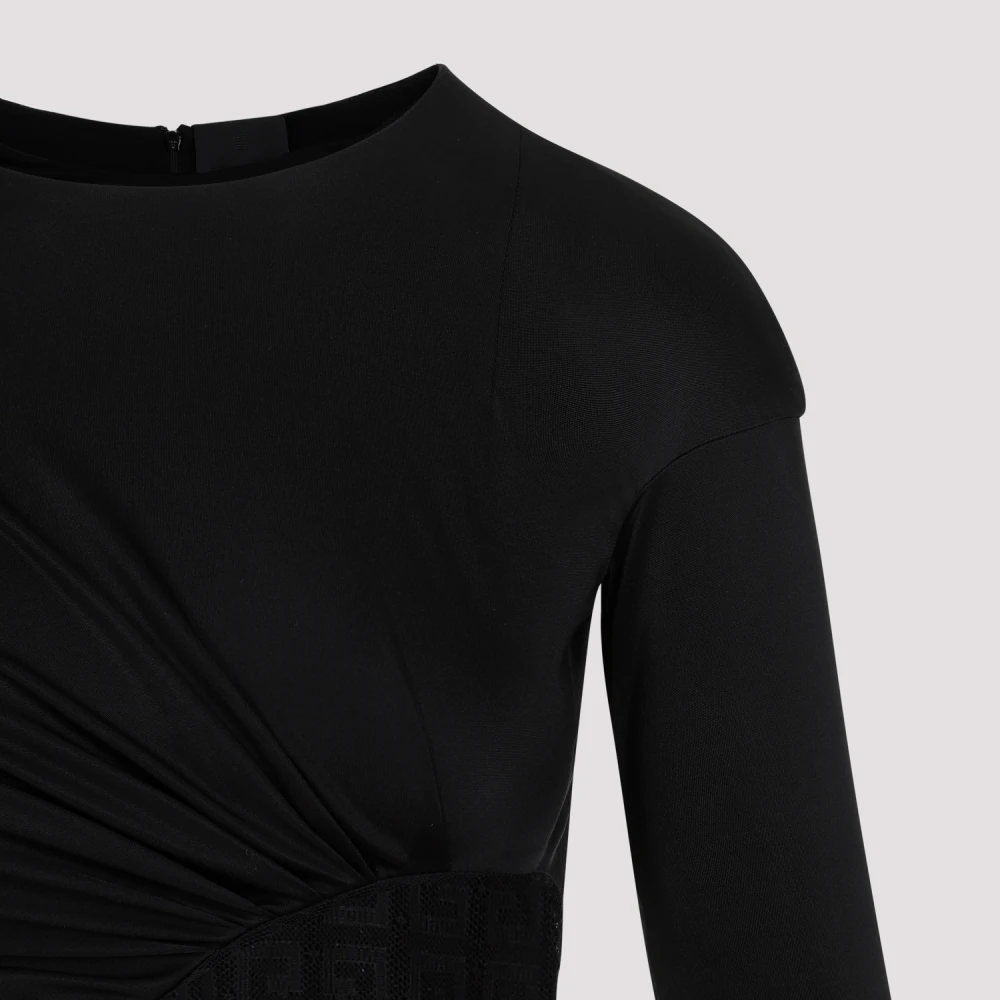 Givenchy Zwarte Gedrapeerde Top met Mesh Detail Black Dames