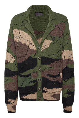 Knitted Cardigan Strass Camouflage