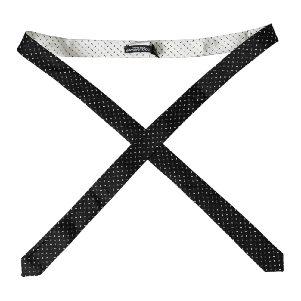 Dolce & Gabbana Zwart Wit Patroon Verstelbare Stropdas White Heren