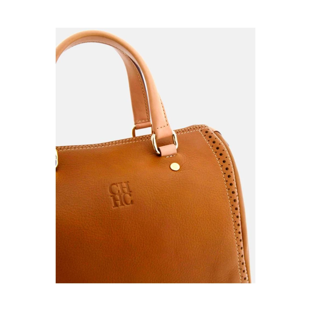 Carolina Herrera Andy 7 Kameel Leren Handtas Brown Dames
