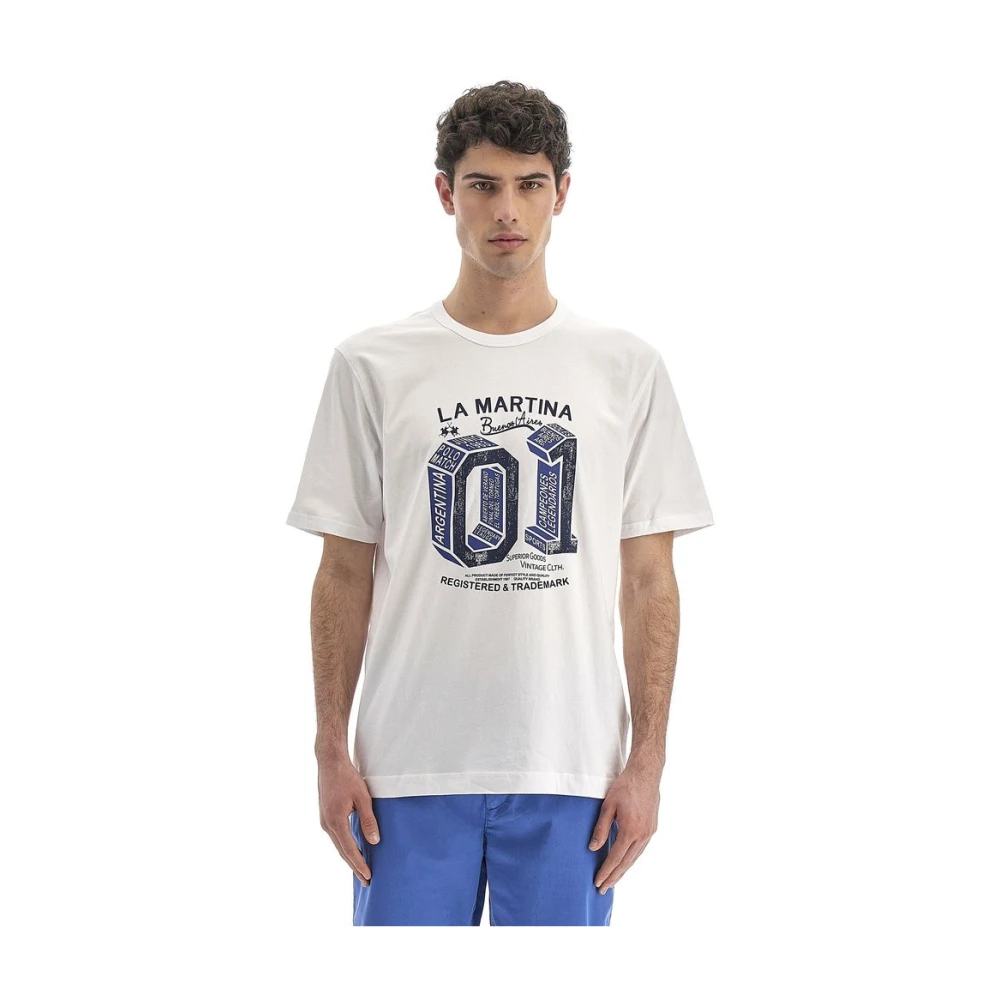 LA MARTINA Frontprint Jersey T-Shirt White Heren