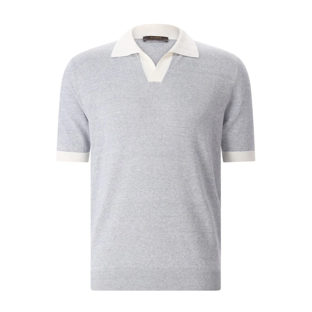 Moorer Men's Blue Polo Shirts, L, Jethro Polo Shirt