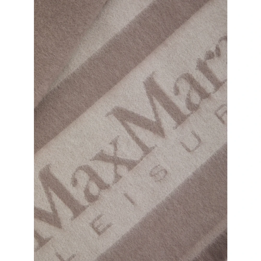 Max Mara Grijze Wol Logo Sjaal Gray Dames