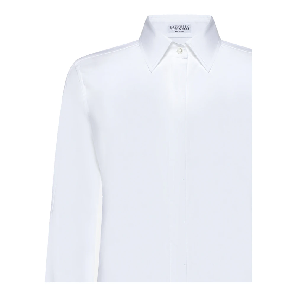 BRUNELLO CUCINELLI Witte Stretch Katoenen Overhemd White Dames