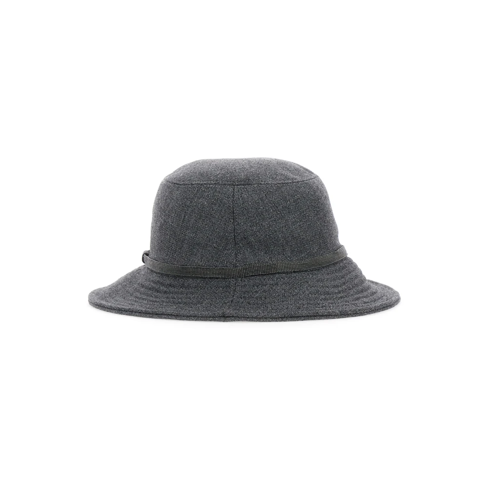 BRUNELLO CUCINELLI Grijze wollen hoed met Monile-detail Gray Dames