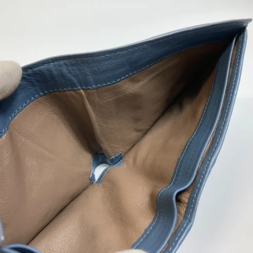Bottega Veneta Vintage Pre-owned Leather wallets Blue Dames