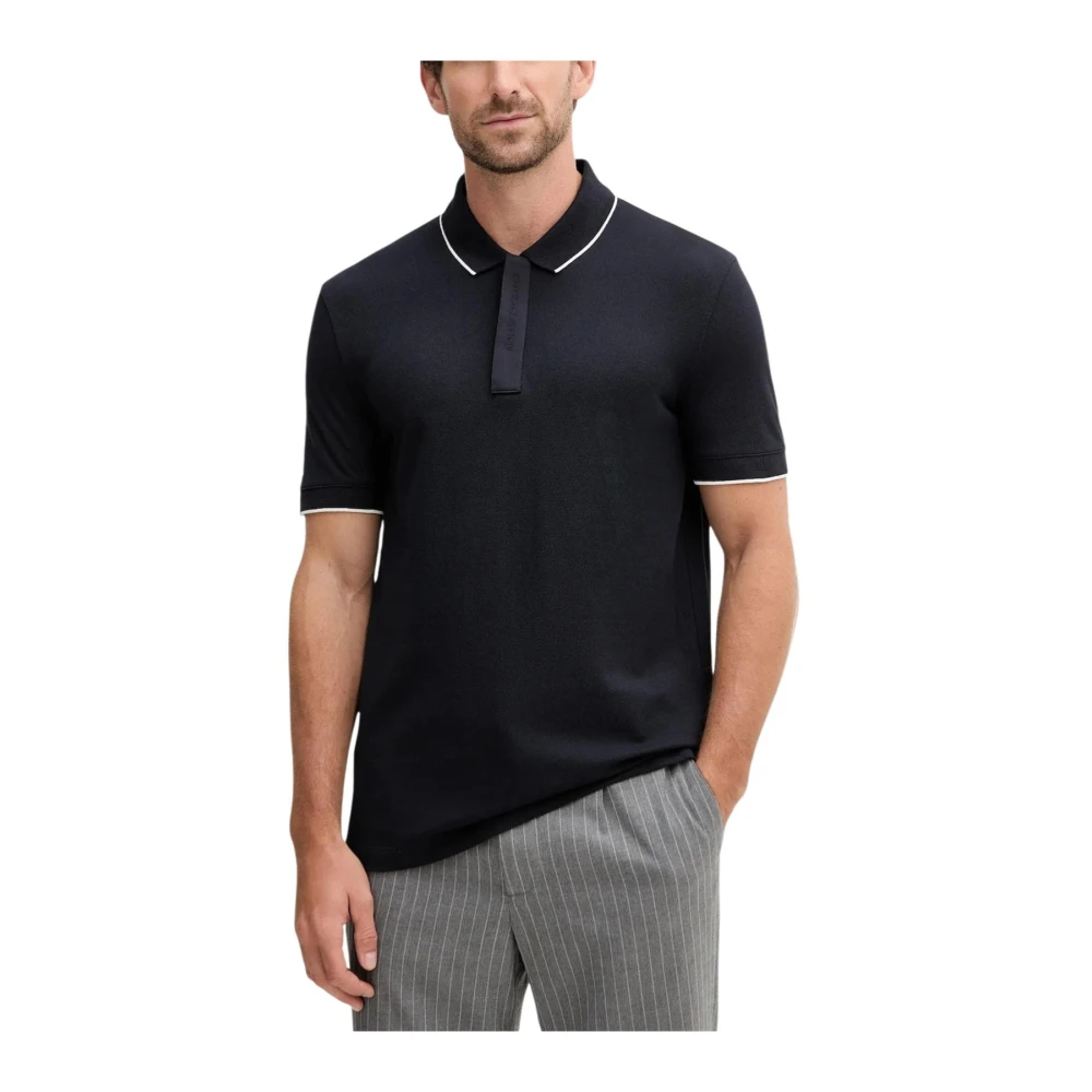 Armani Exchange Men's Blue Polo Shirts, M, Short Sleeve Cotton Polo Shirt