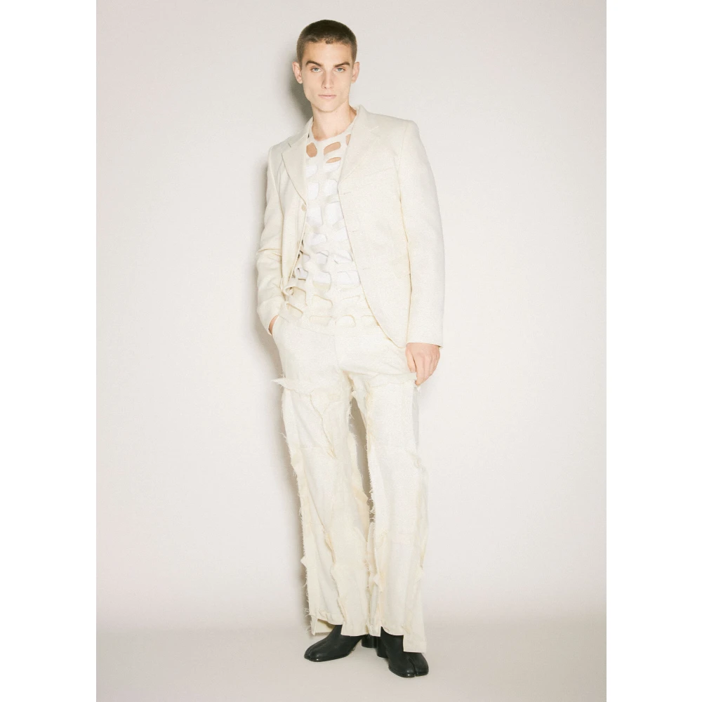 Comme des Garçons Geborstelde Wol Geperforeerde Trui Beige Heren