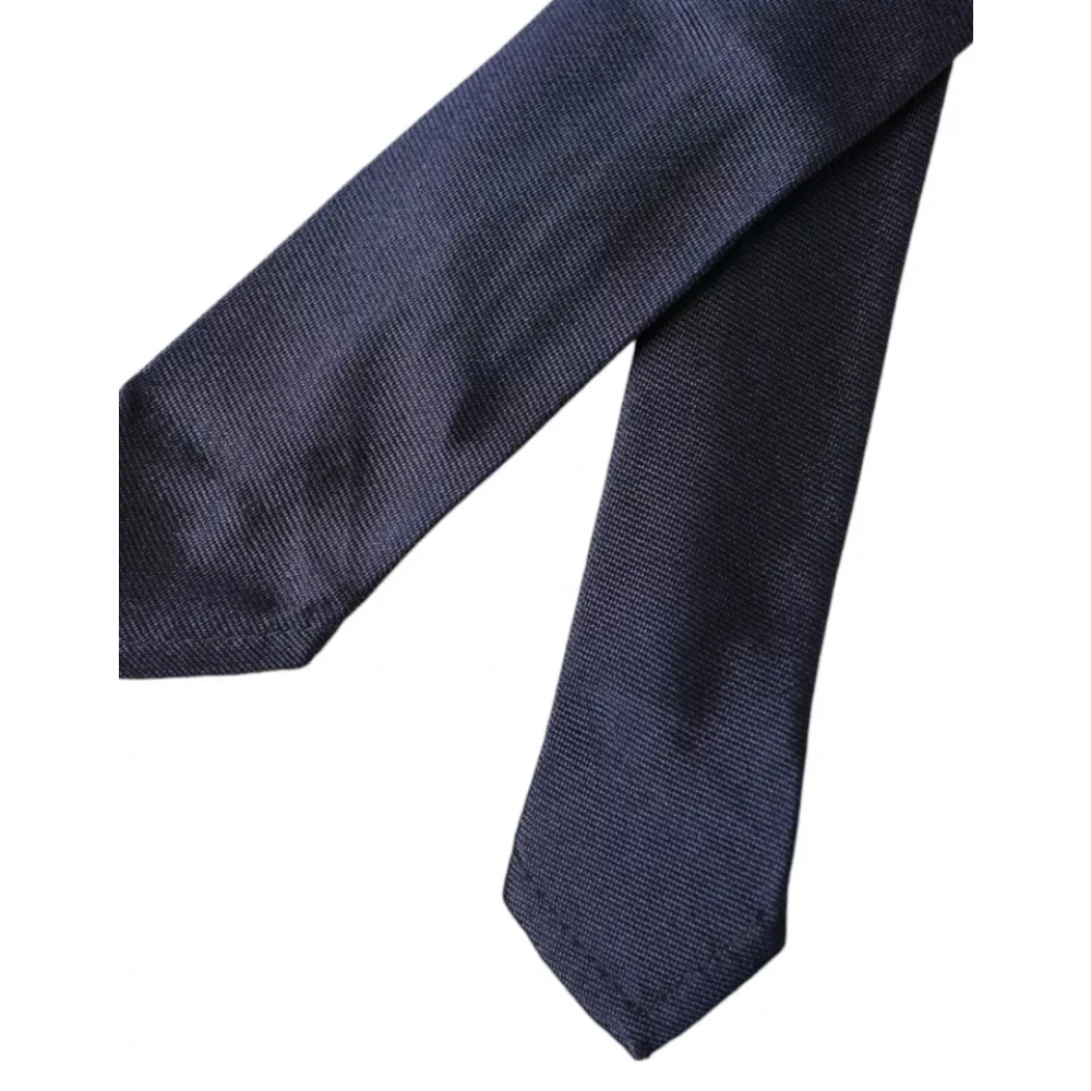 Dolce & Gabbana Donkerblauwe zijden stropdas met verstelbare lengte Blue Heren