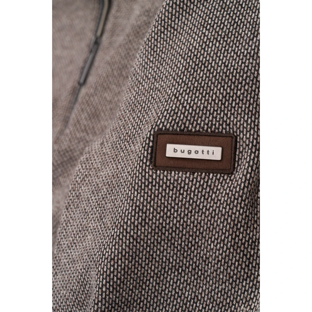 Bugatti Stijlvolle Donkerbruine Trui met Rits Brown Heren