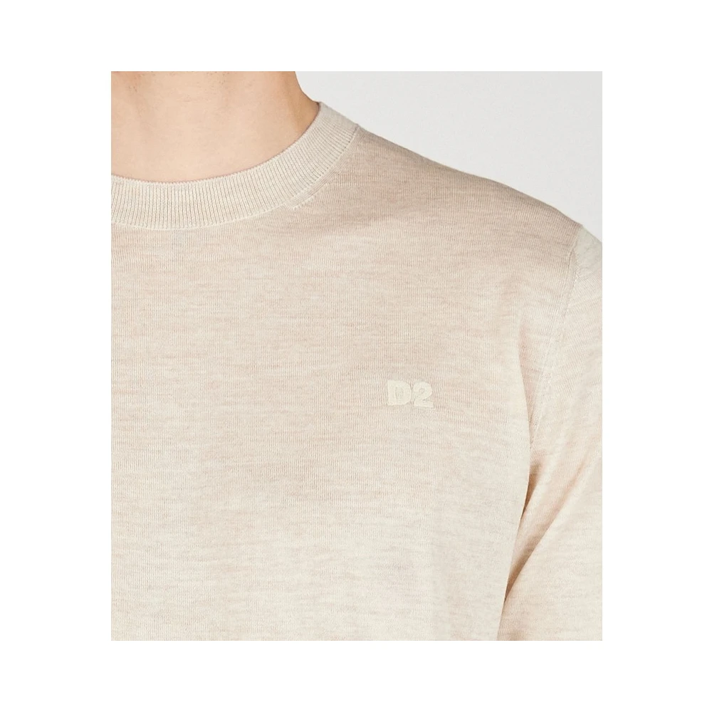 Dsquared2 Geborduurd logo fijngebreide trui Beige Heren