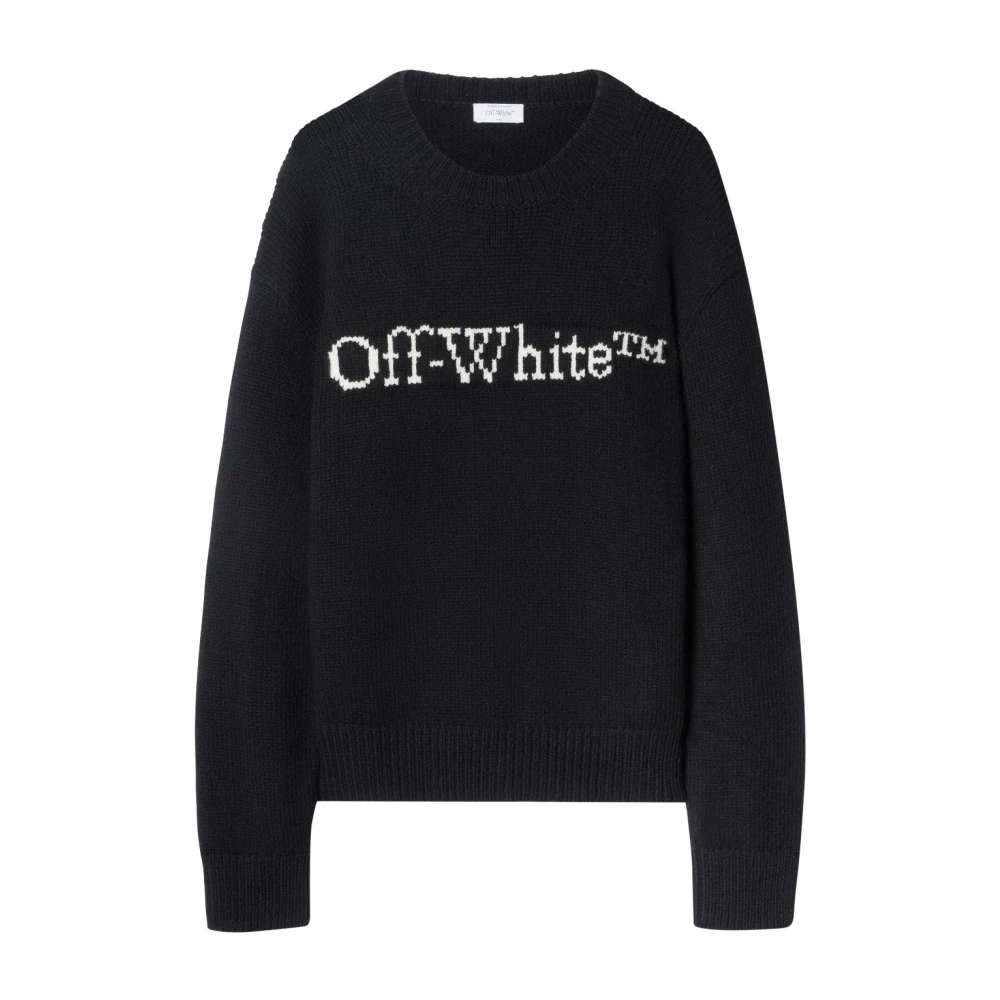 Off White Zwarte trui met logo borduursel Black Heren