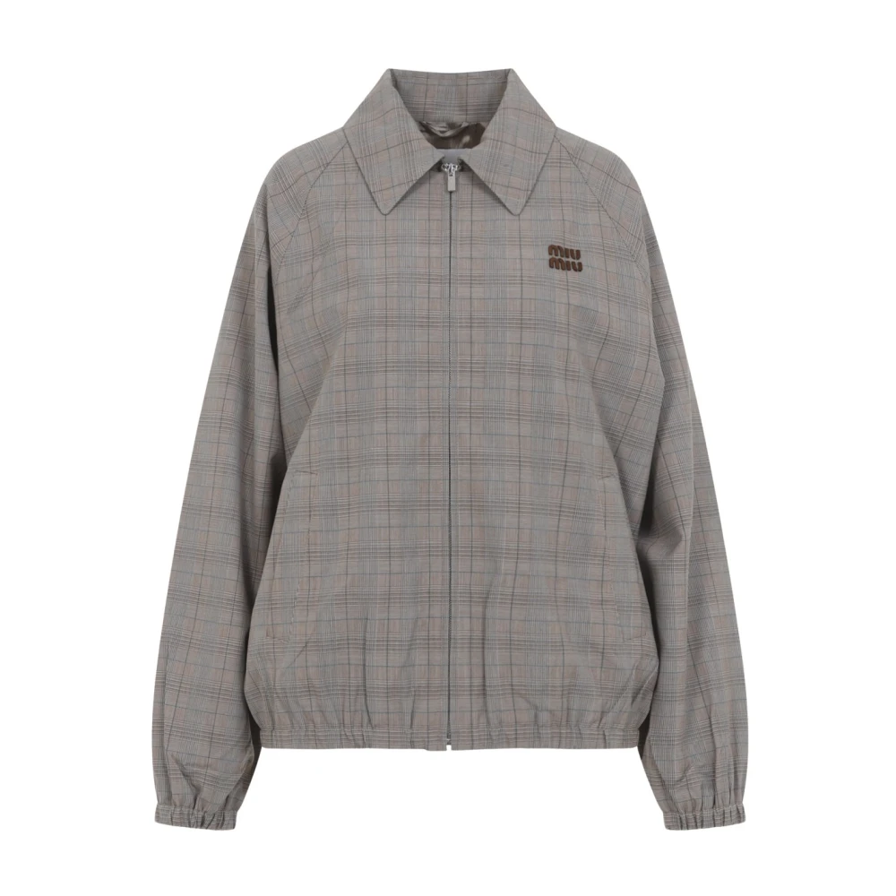 Miu Miu - Checked Blouson - Jackets - Damen - Grau - S - Bild 3