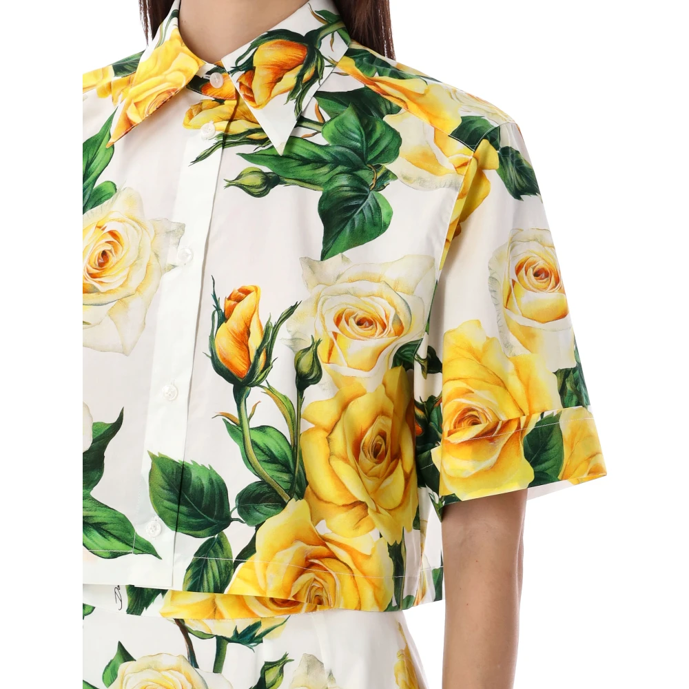 Dolce & Gabbana Gele Roos Korte Mouw Shirt Multicolor Dames