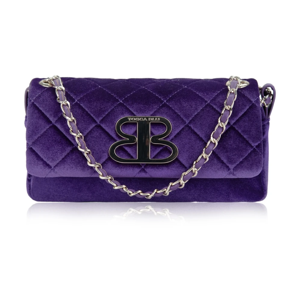 Tosca Blu Gewatteerde Schoudertas met Drukknop Purple Dames