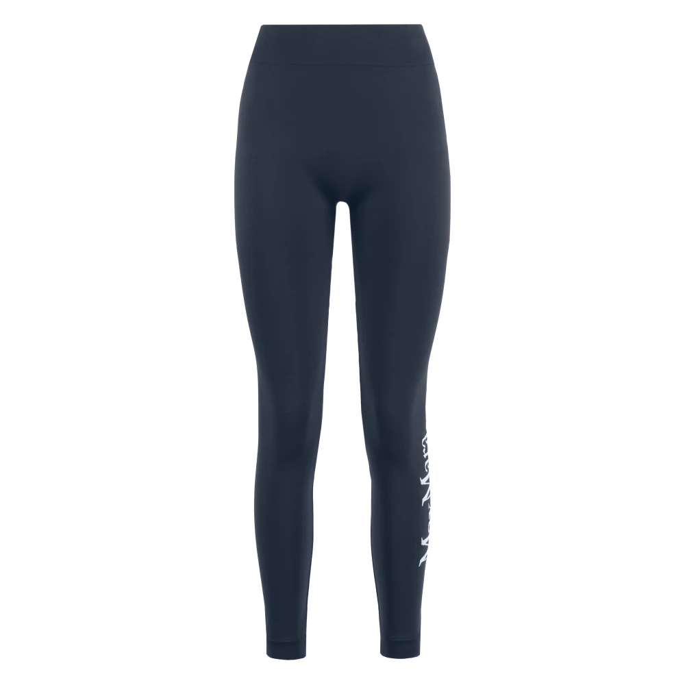 Max Mara Contrast Logo Technische Stof Leggings Blue Dames
