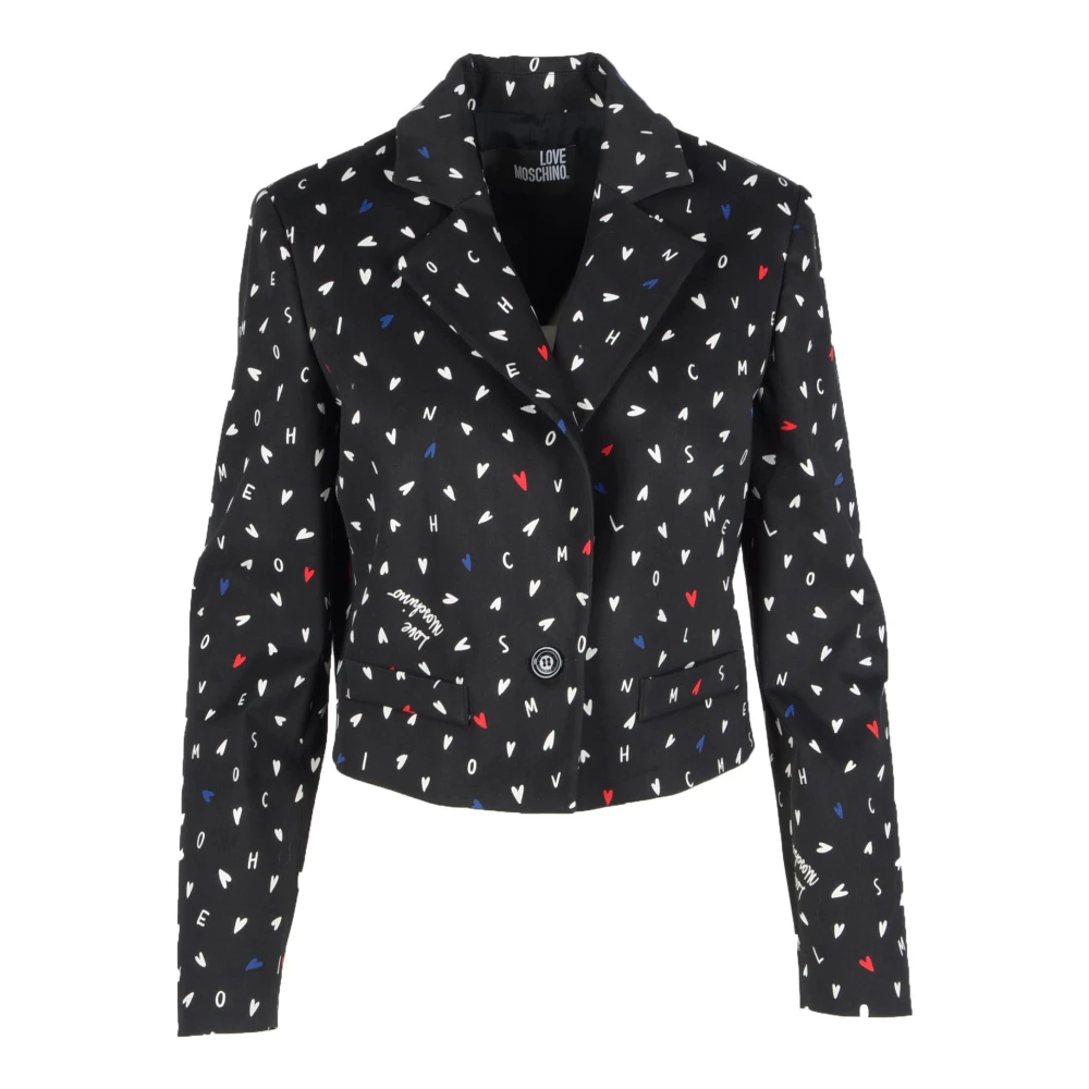 Love Moschino Print Knoopjasje Vrouwen Herfst Winter Black Dames