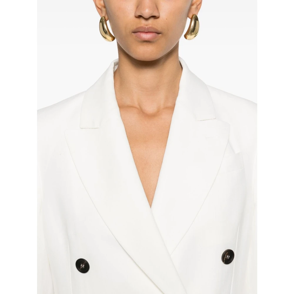 BRUNELLO CUCINELLI Witte double-breasted blazer met peak revers White Dames