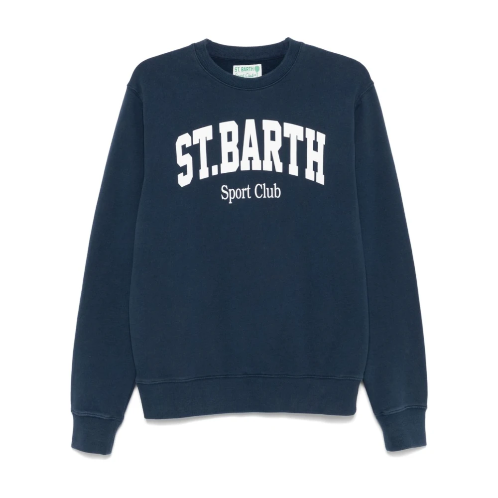 MC2 Saint Barth Blauwe Sweater met Logoprint Blue Heren