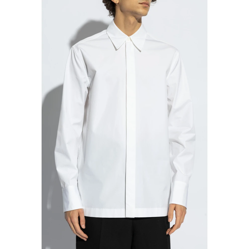 Jil Sander Katoenen overhemd met verborgen knoopsluiting White Heren
