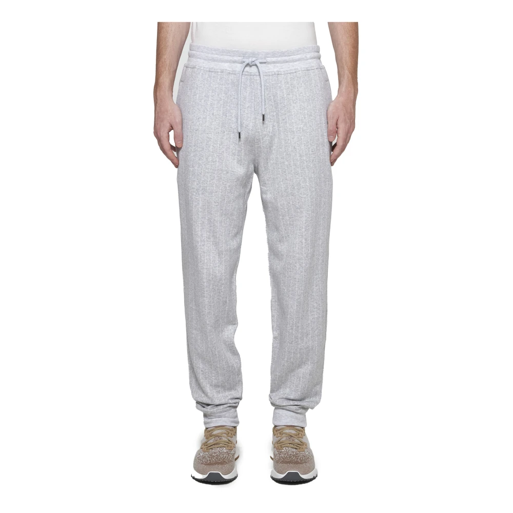 BRUNELLO CUCINELLI Elastische Taille Gestreepte Broek Gray Heren