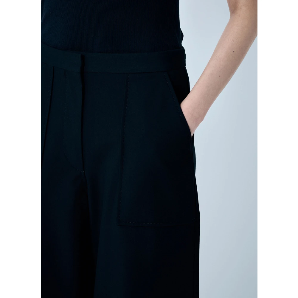 Ganni Cargo Broek in Vloeiende Weefsel Black Dames