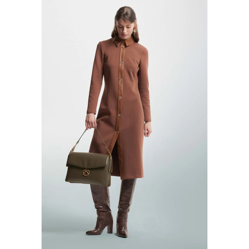 Kocca Stijlvolle Jurk met Metalen Knopen Brown Dames