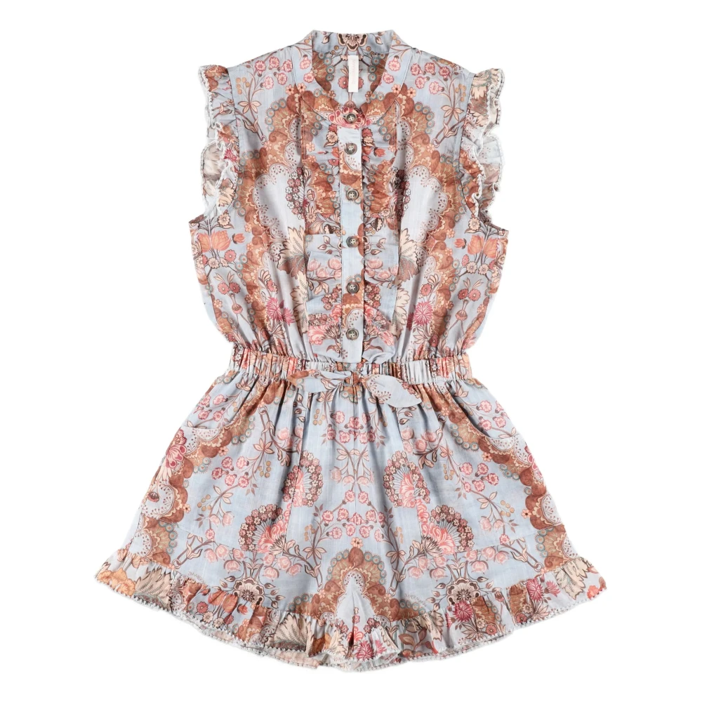 Zimmermann Girls Multicolor Dresses, 12 Y, Frilled Floral Jumpsuit