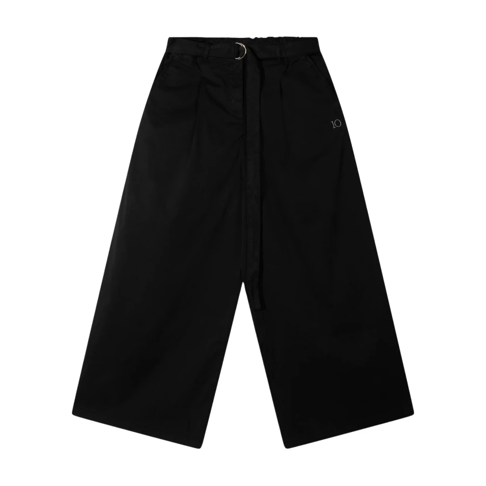 10Days Zwarte Oversize Wijde Pijp Broek Black Dames